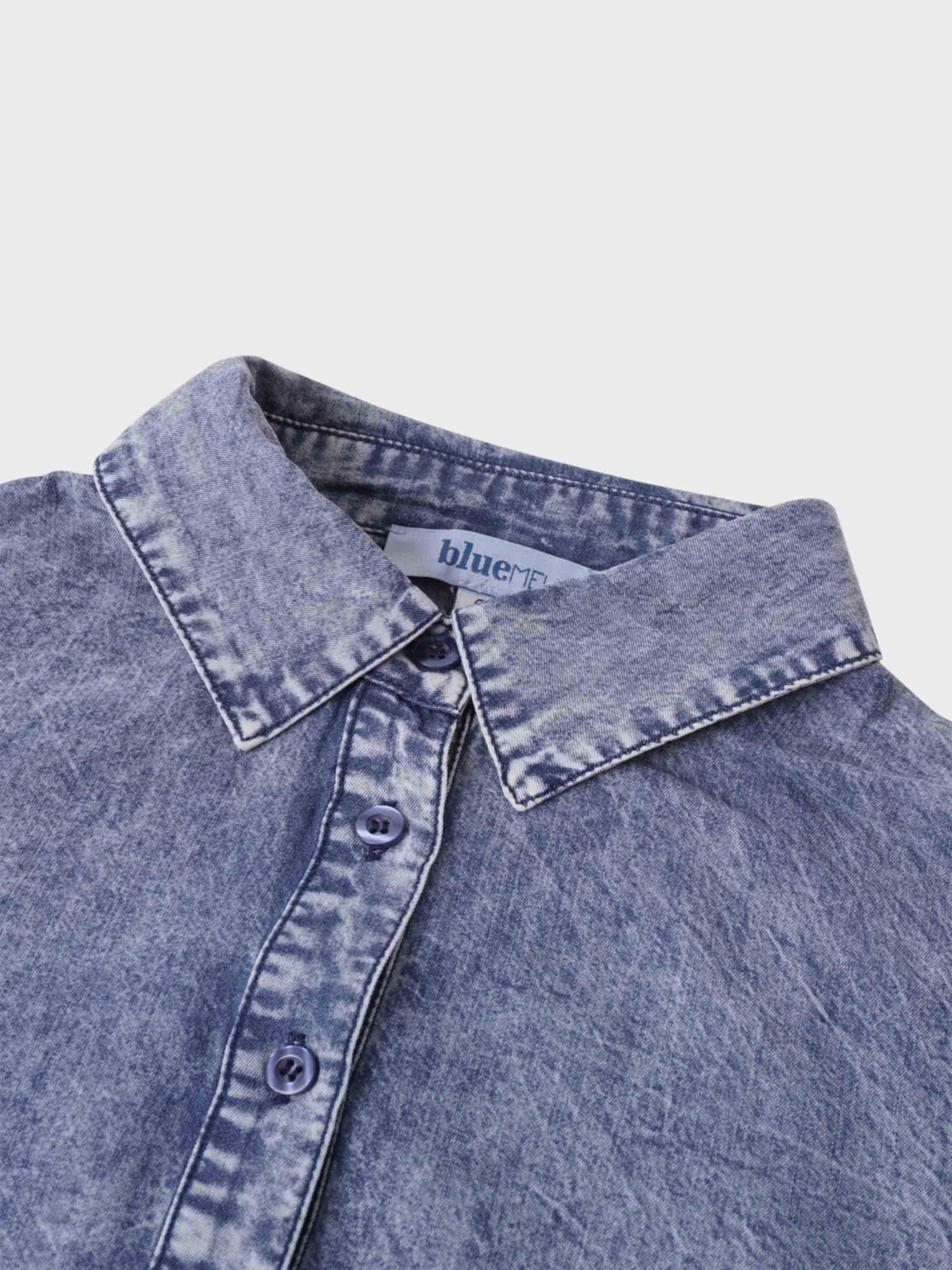 Crop Denim Shirt-Blue