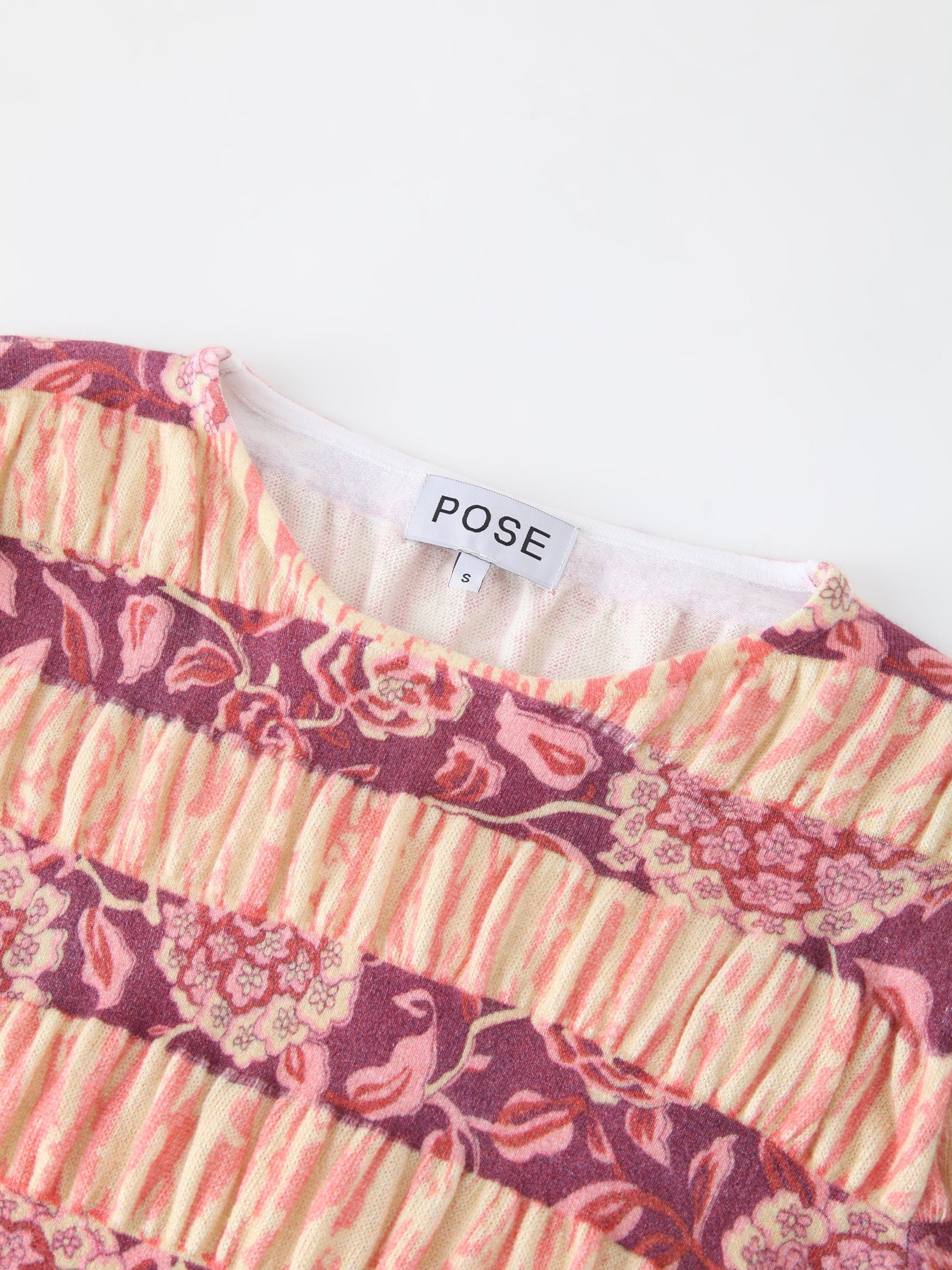 Ruched Sweater-Pink Floral