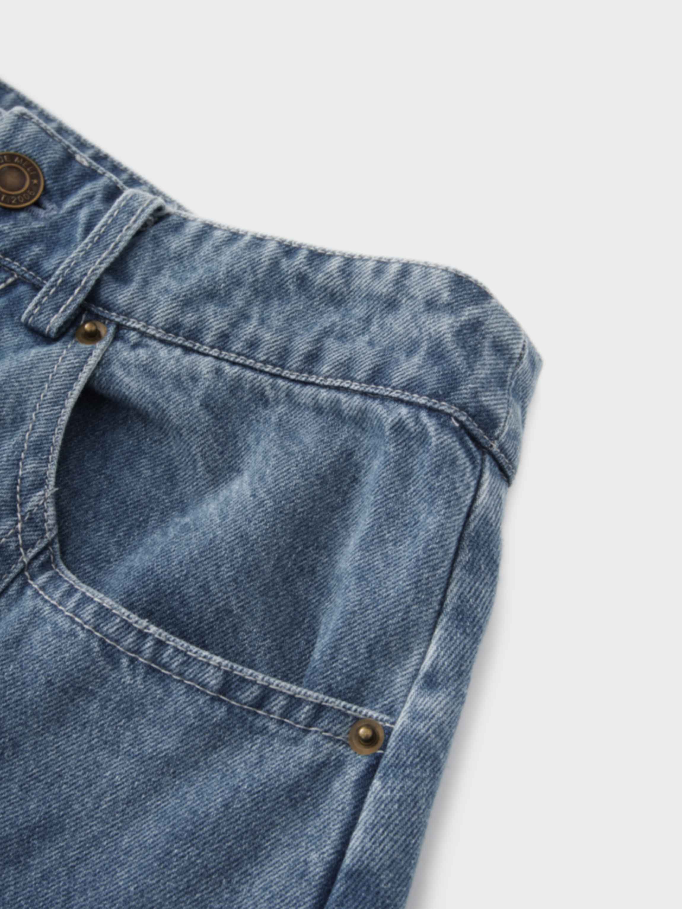 Seamed Full Denim Skirt-Light Blue