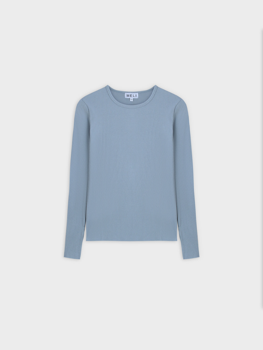 WIDE RIBBED CREW-BLUE GREY