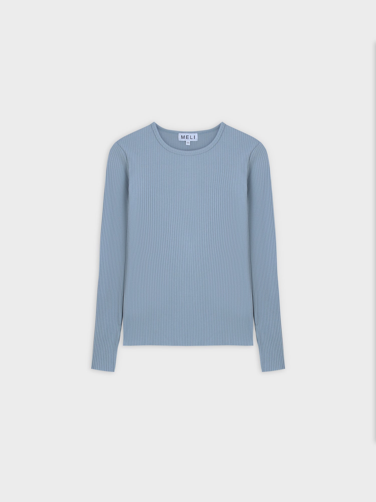 WIDE RIBBED CREW-BLUE GREY