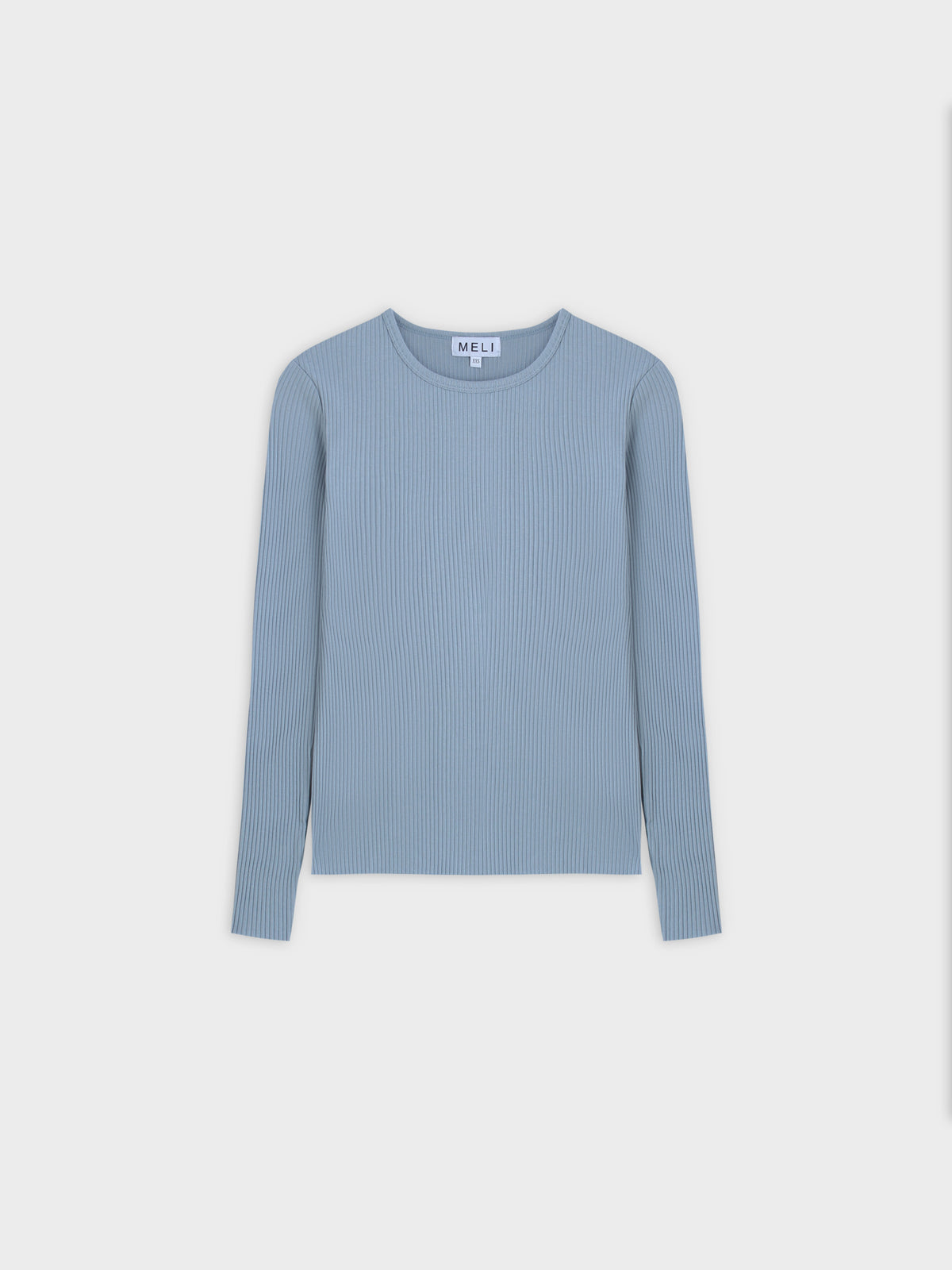 WIDE RIBBED CREW-BLUE GREY