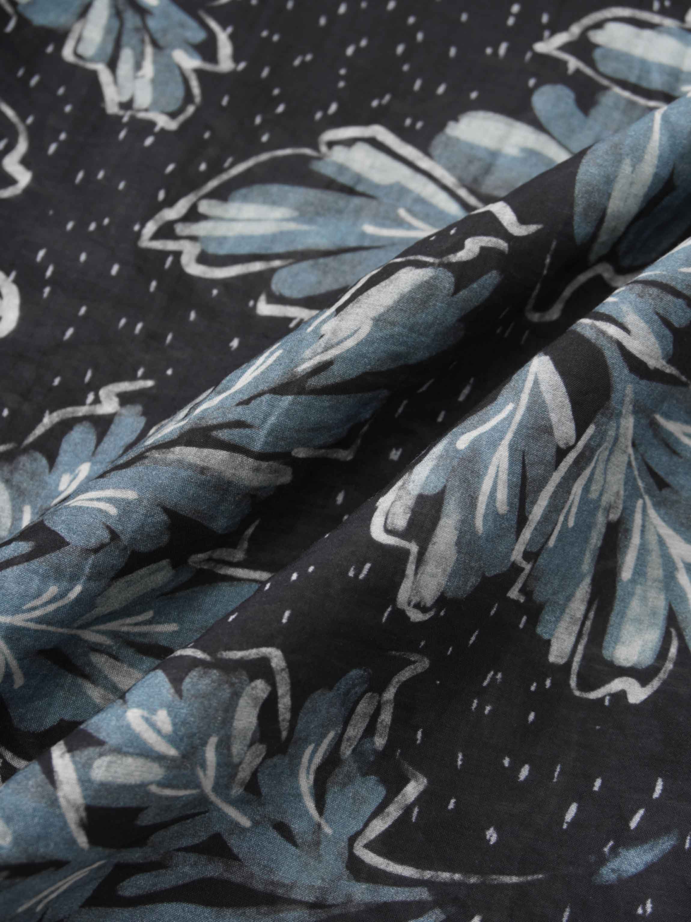 Gathered Overlay Skirt-Blue Floral