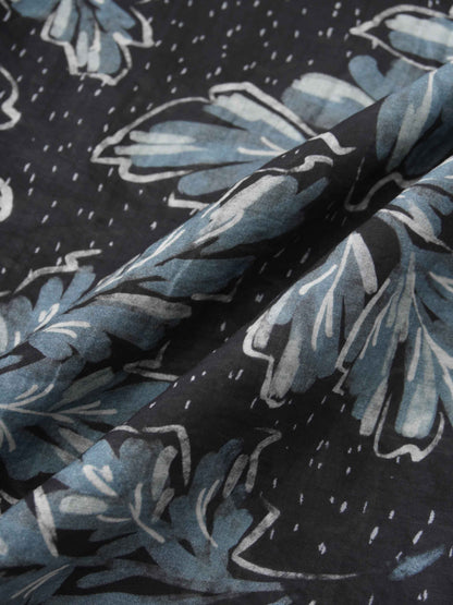 Gathered Overlay Skirt-Blue Floral