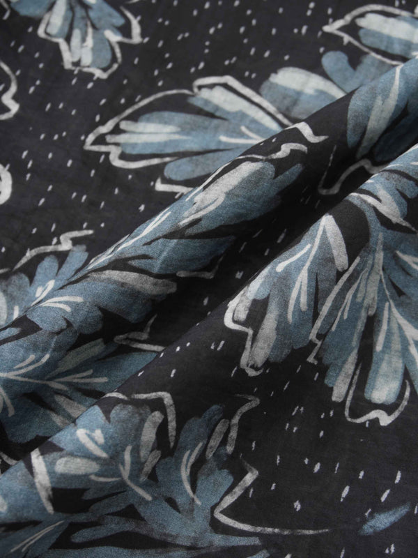Gathered Overlay Skirt-Blue Floral