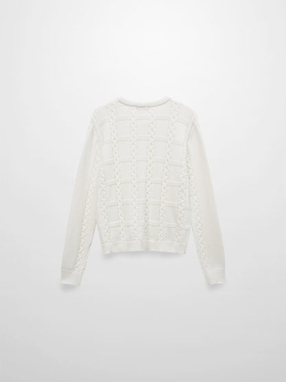 Cable Design Cardigan-Ivory