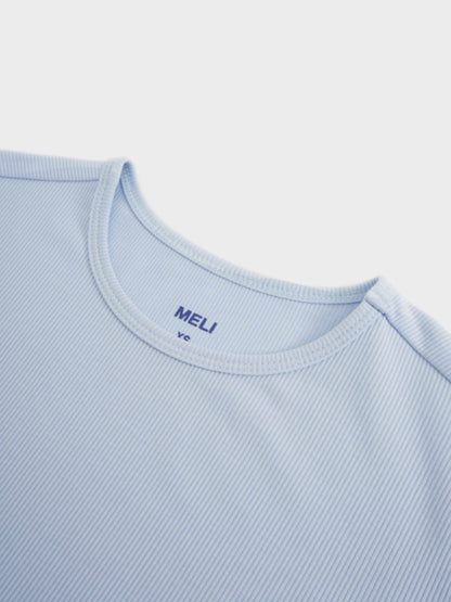 Ribbed Crew Bomber-Light Blue