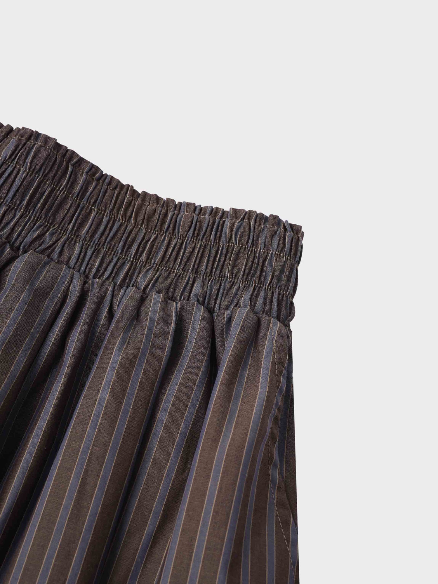 Striped Gathered Waist Skirt-Khaki Stripe