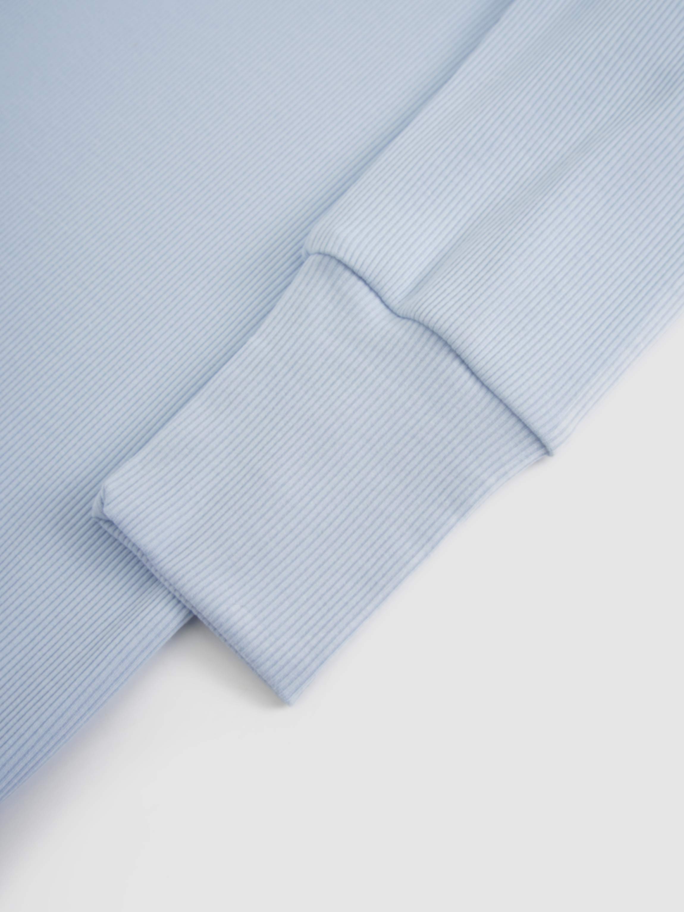 Ribbed Crew Bomber-Light Blue