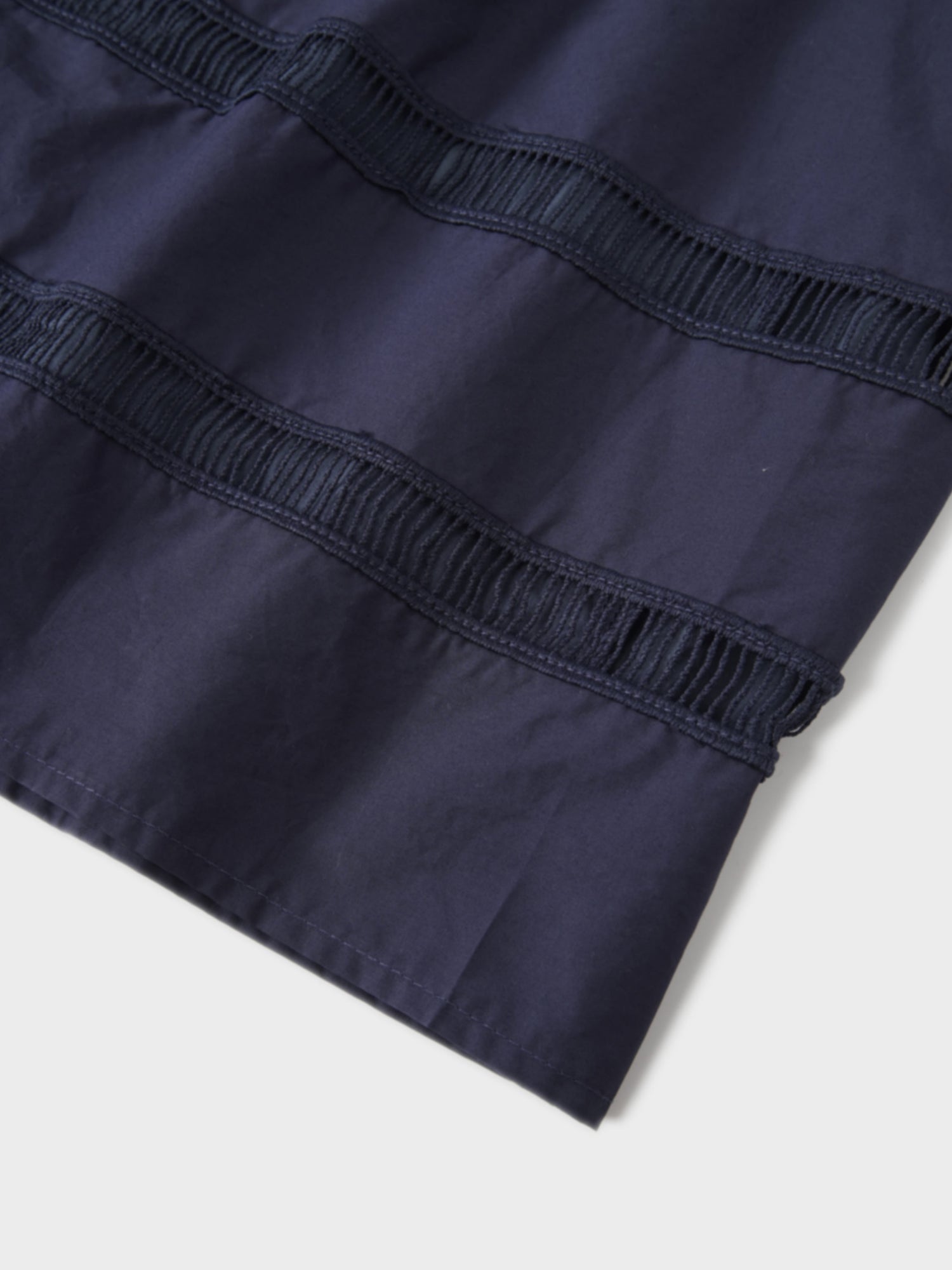 Border Cut Out Yoke Skirt-Navy Blue