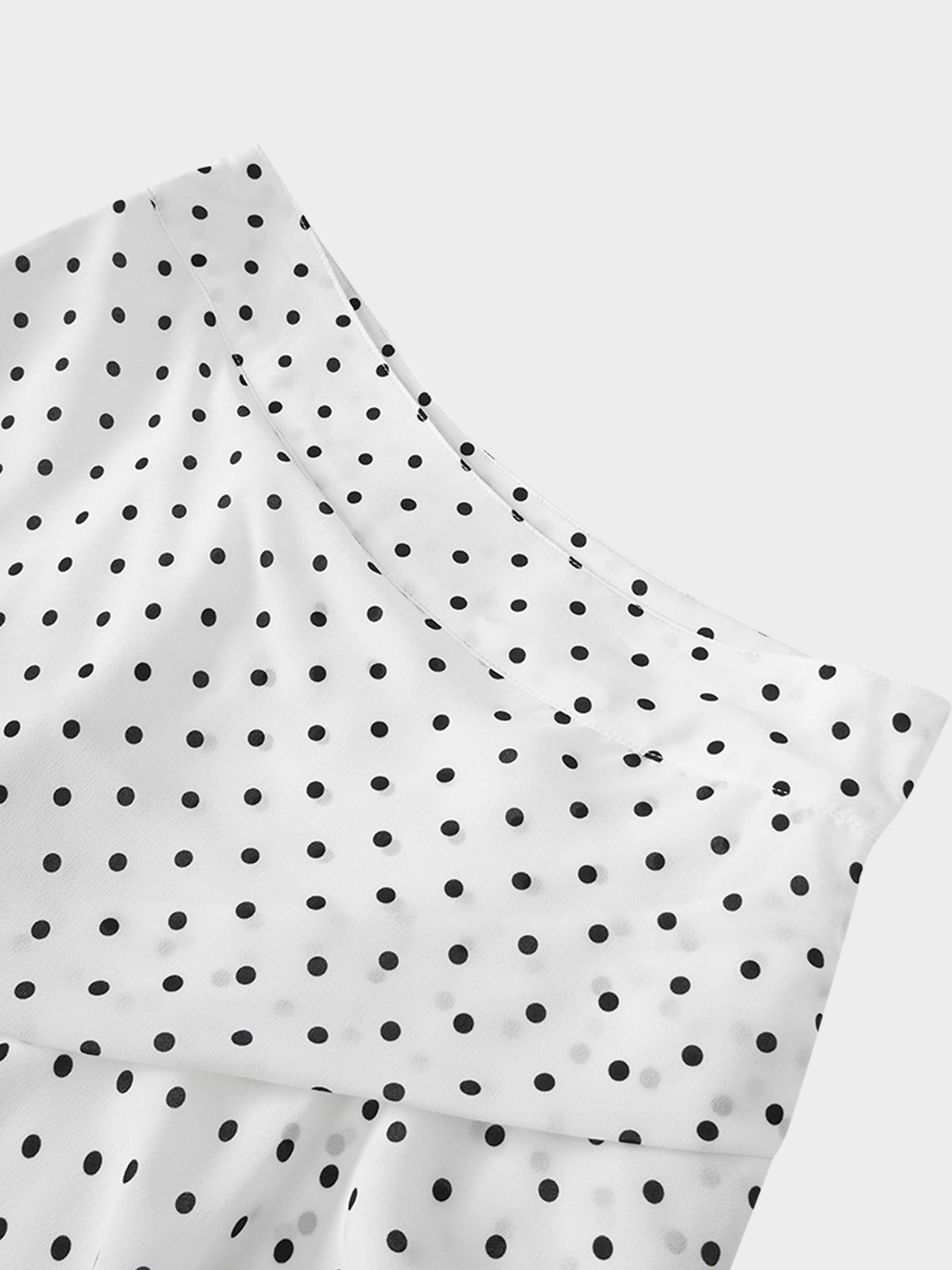 Gathered Overlay Skirt-White and Black Polka Dot