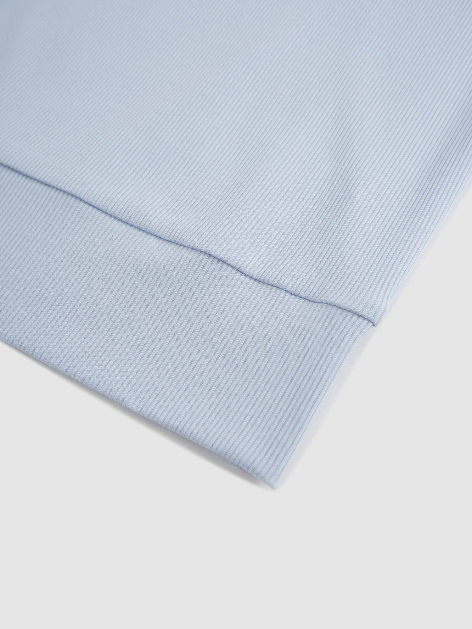 Ribbed Crew Bomber-Light Blue