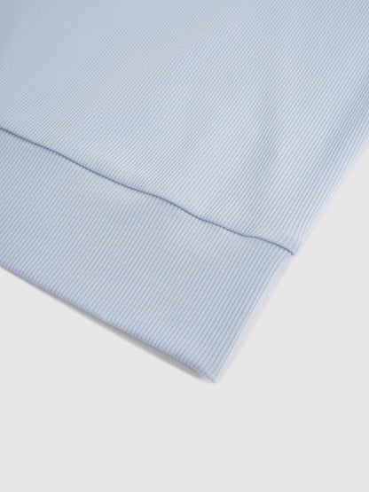 Ribbed Crew Bomber-Light Blue