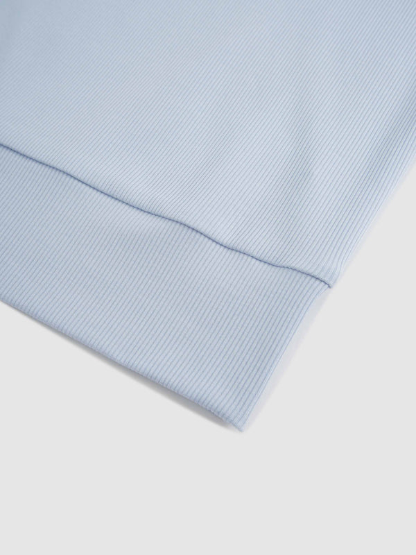 Ribbed Crew Bomber-Light Blue