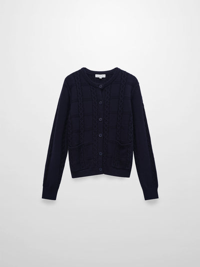 Cable Design Cardigan-Navy