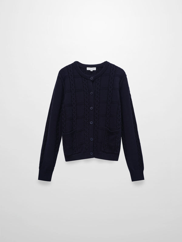 Cable Design Cardigan-Navy
