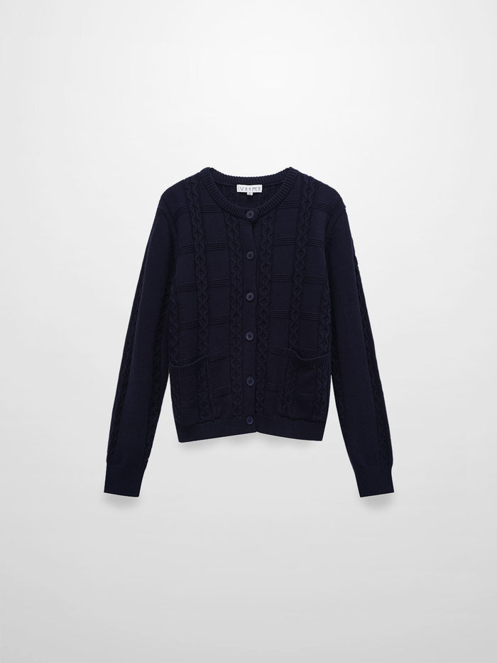 Cable Design Cardigan-Navy