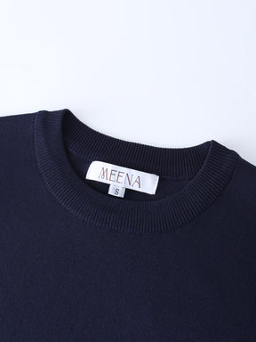 RIBBED WAISTED SWEATER-NAVY