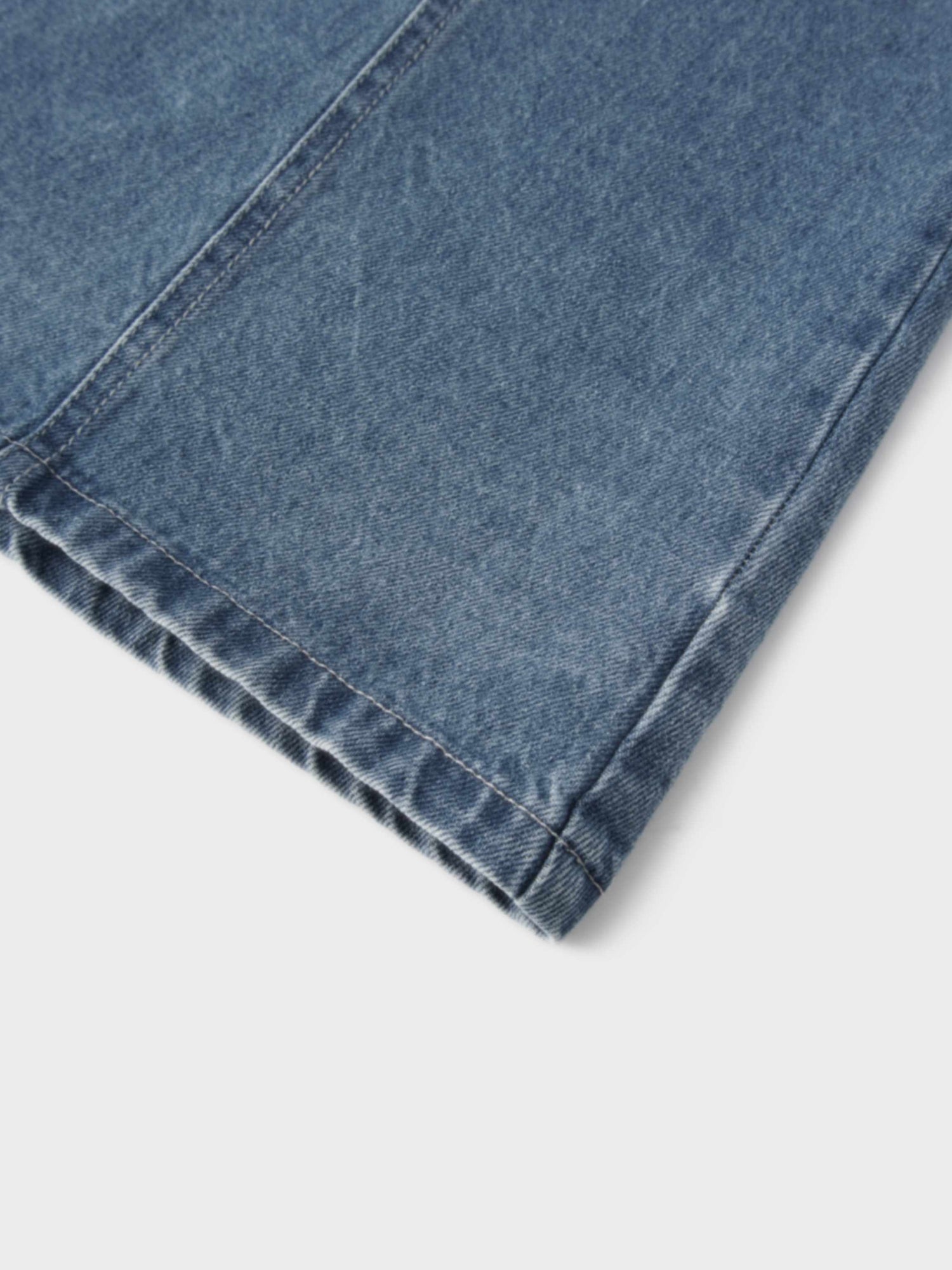 Seamed Full Denim Skirt-Light Blue