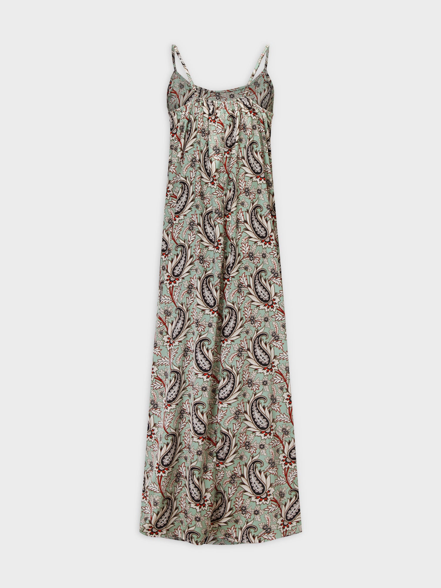 Vestido lencero con cuello redondo-Mint Paisley