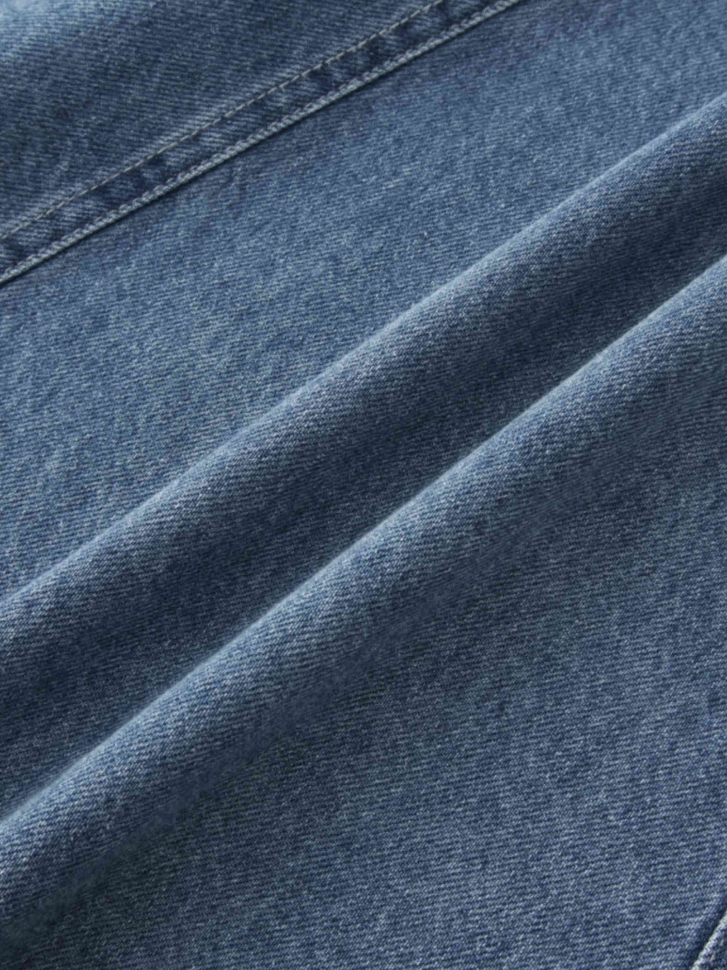 Seamed Full Denim Skirt-Light Blue