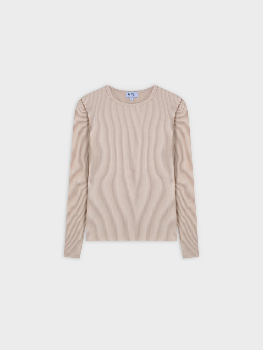 WIDE RIBBED CREW-TAN