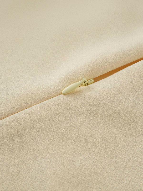 Faux Satin Crew Neck Slip Dress-Champagne