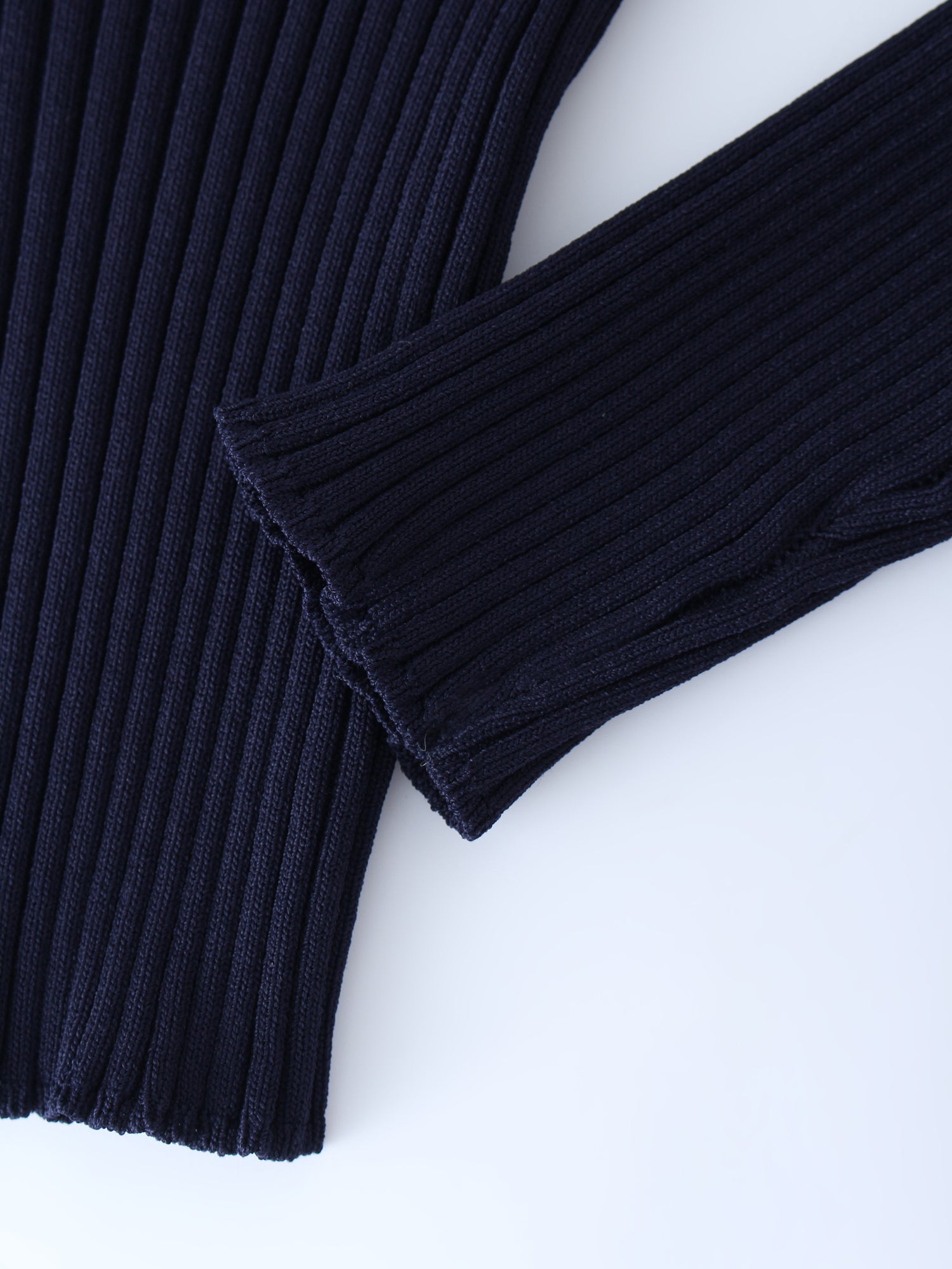 RIBBED WAISTED SWEATER-NAVY