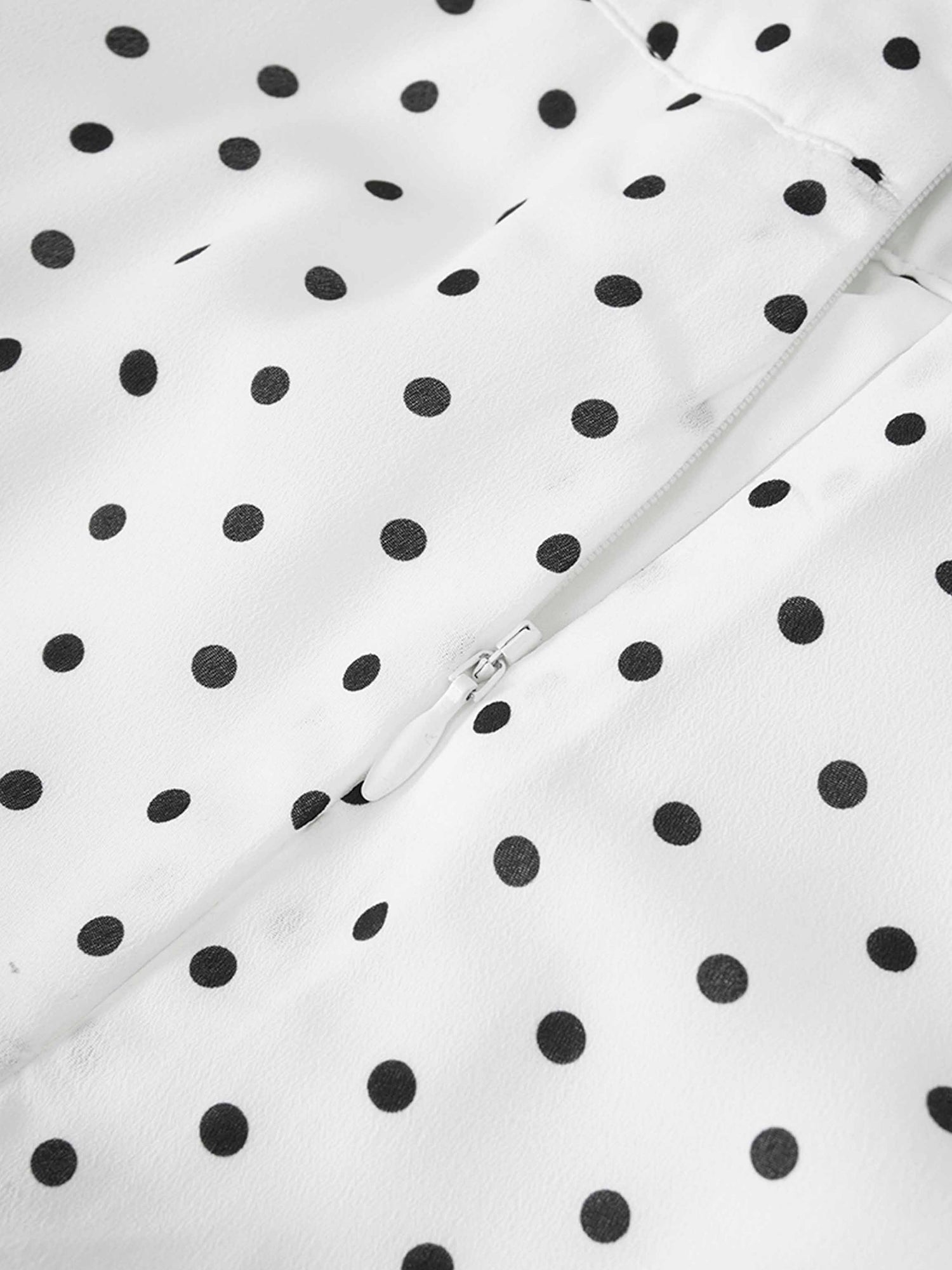 Gathered Overlay Skirt-White and Black Polka Dot