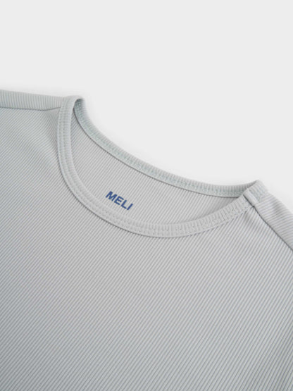 Ribbed Crew Bomber-Grey