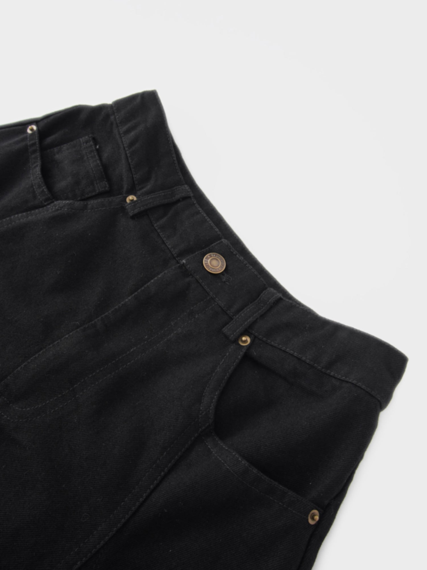 Seamed Full Denim Skirt-Black