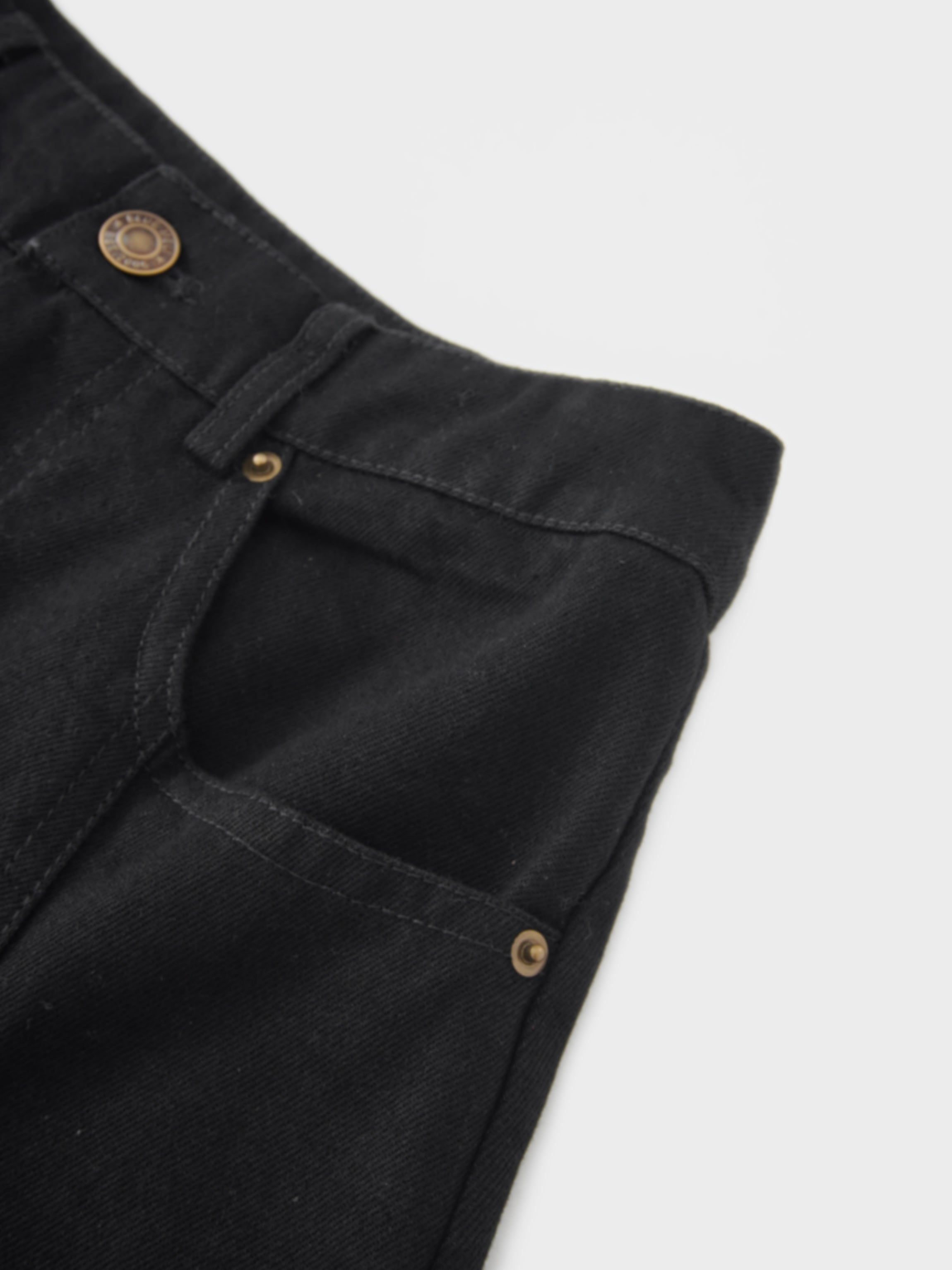 Seamed Full Denim Skirt-Black