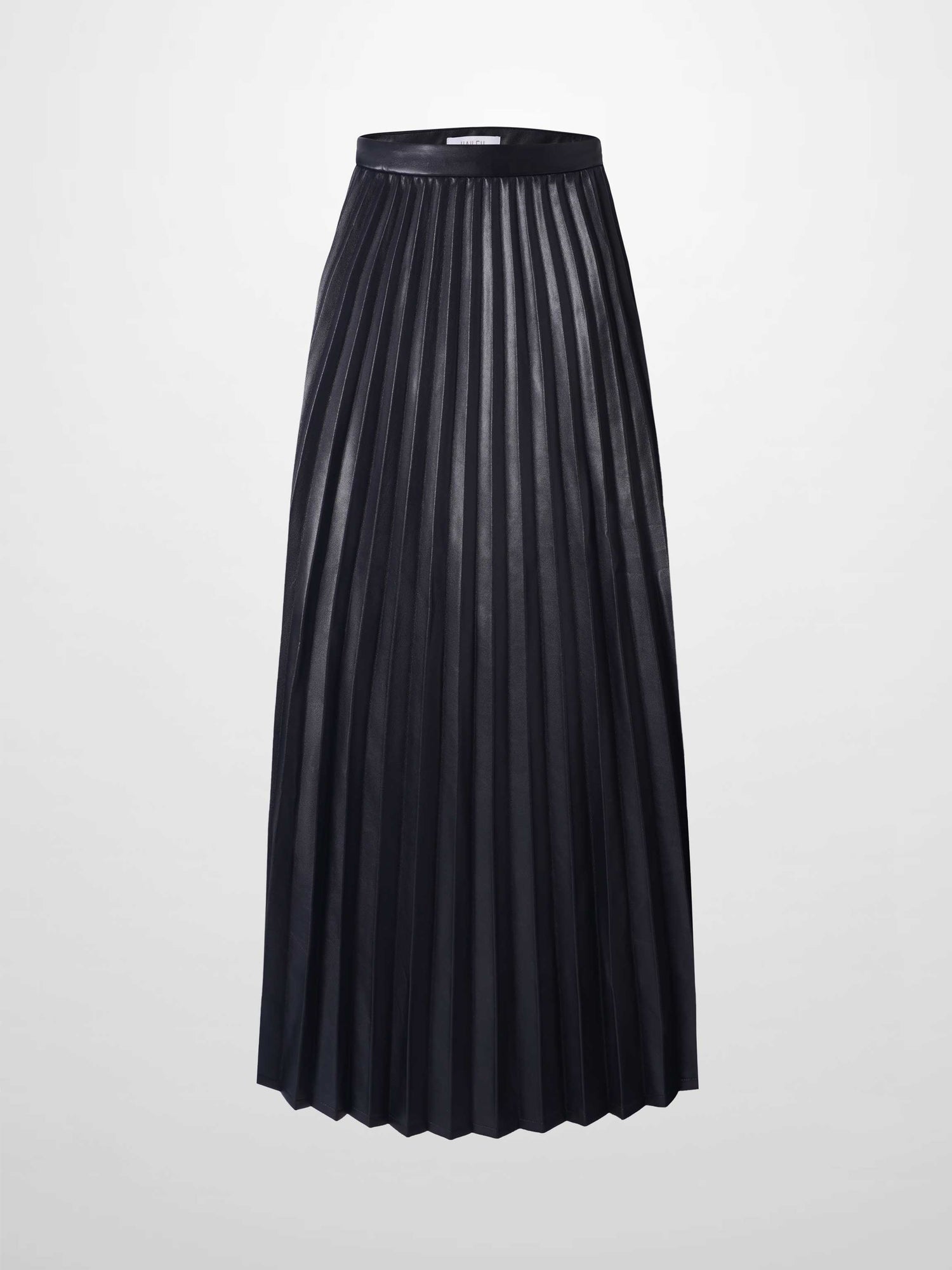 Accordion Pleated Faux Leather Skirt-Black