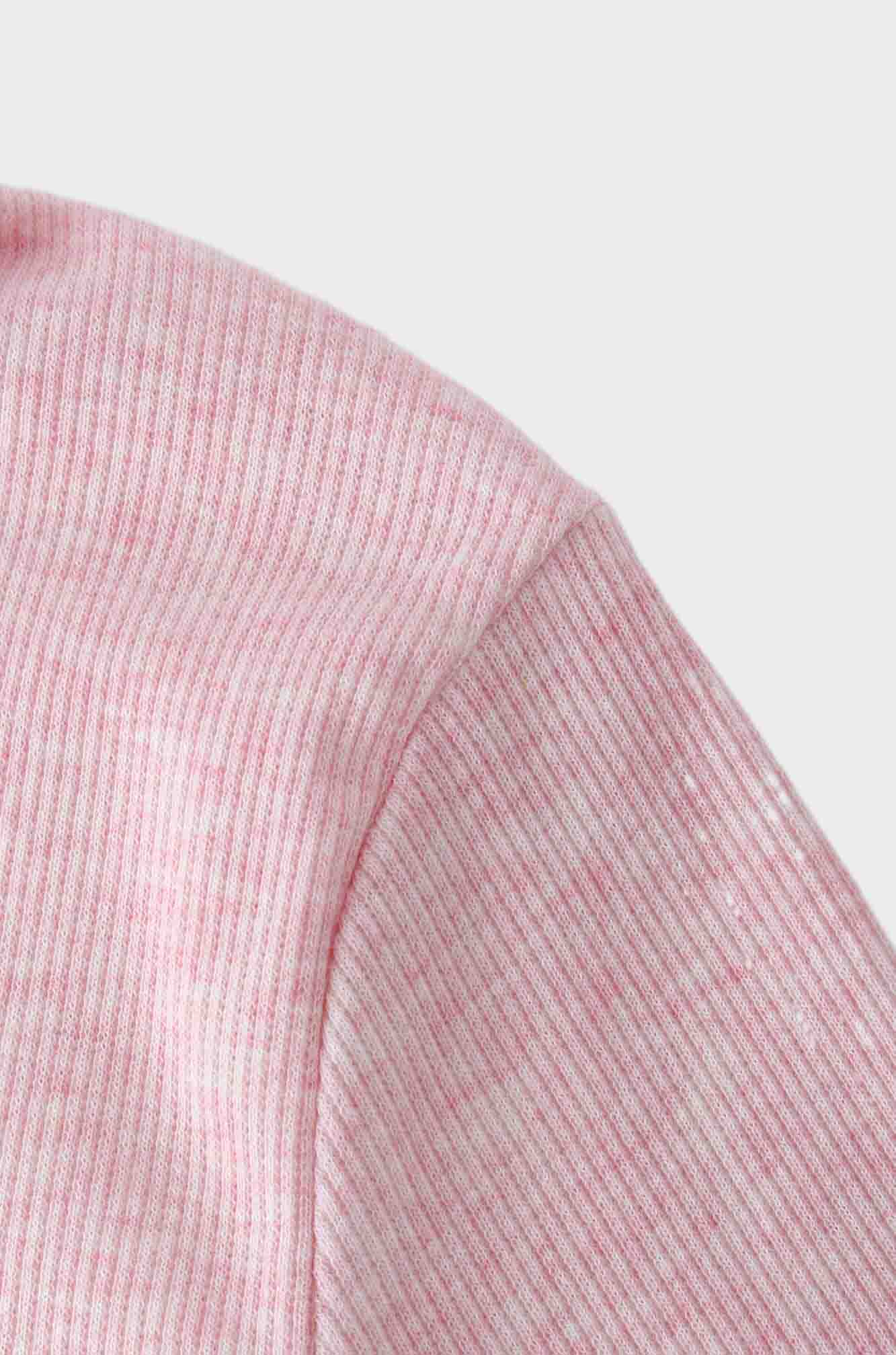 Ribbed Collar T-Shirt-Dusty Rose