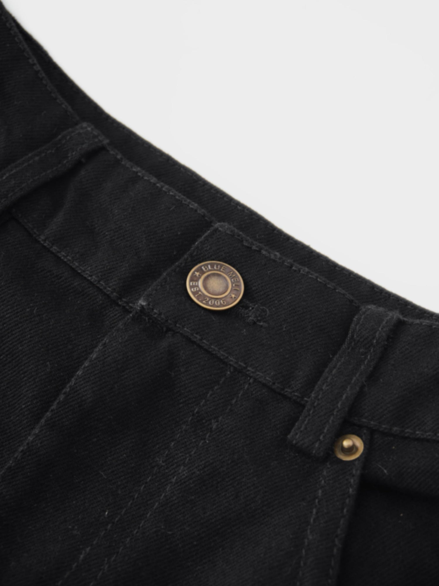 Seamed Full Denim Skirt-Black