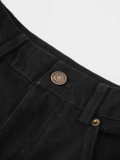 Seamed Full Denim Skirt-Black