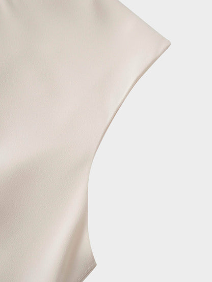 Crepe Slip Dress-Ivory