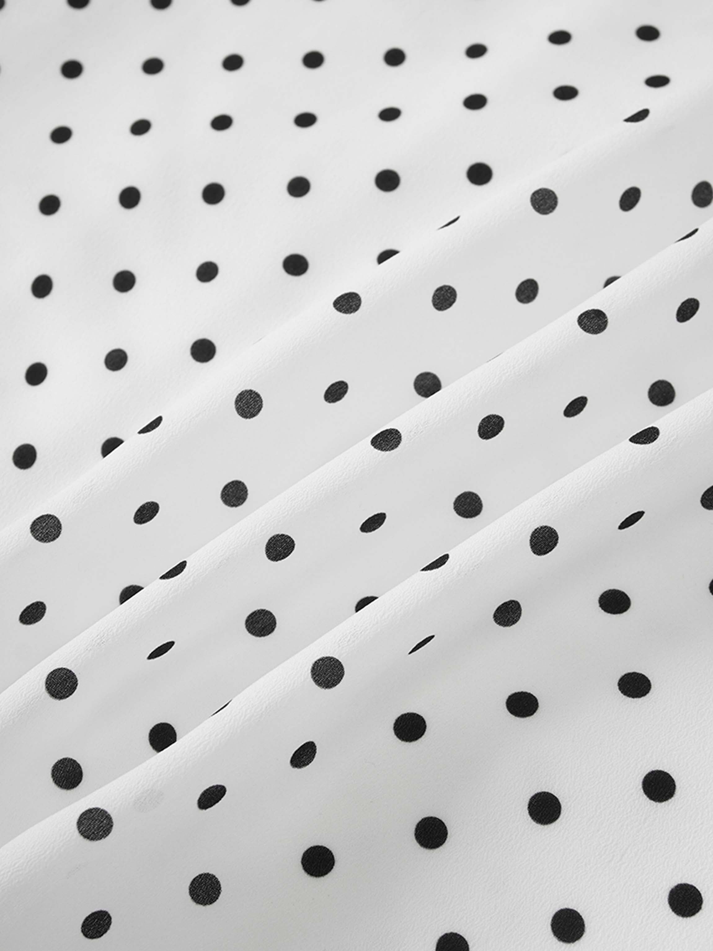 Gathered Overlay Skirt-White and Black Polka Dot