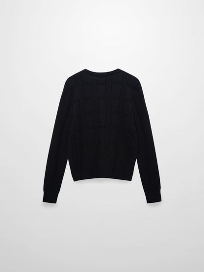 Cable Design Cardigan-Black