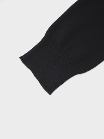 Ruffle Design Cardigan-Black