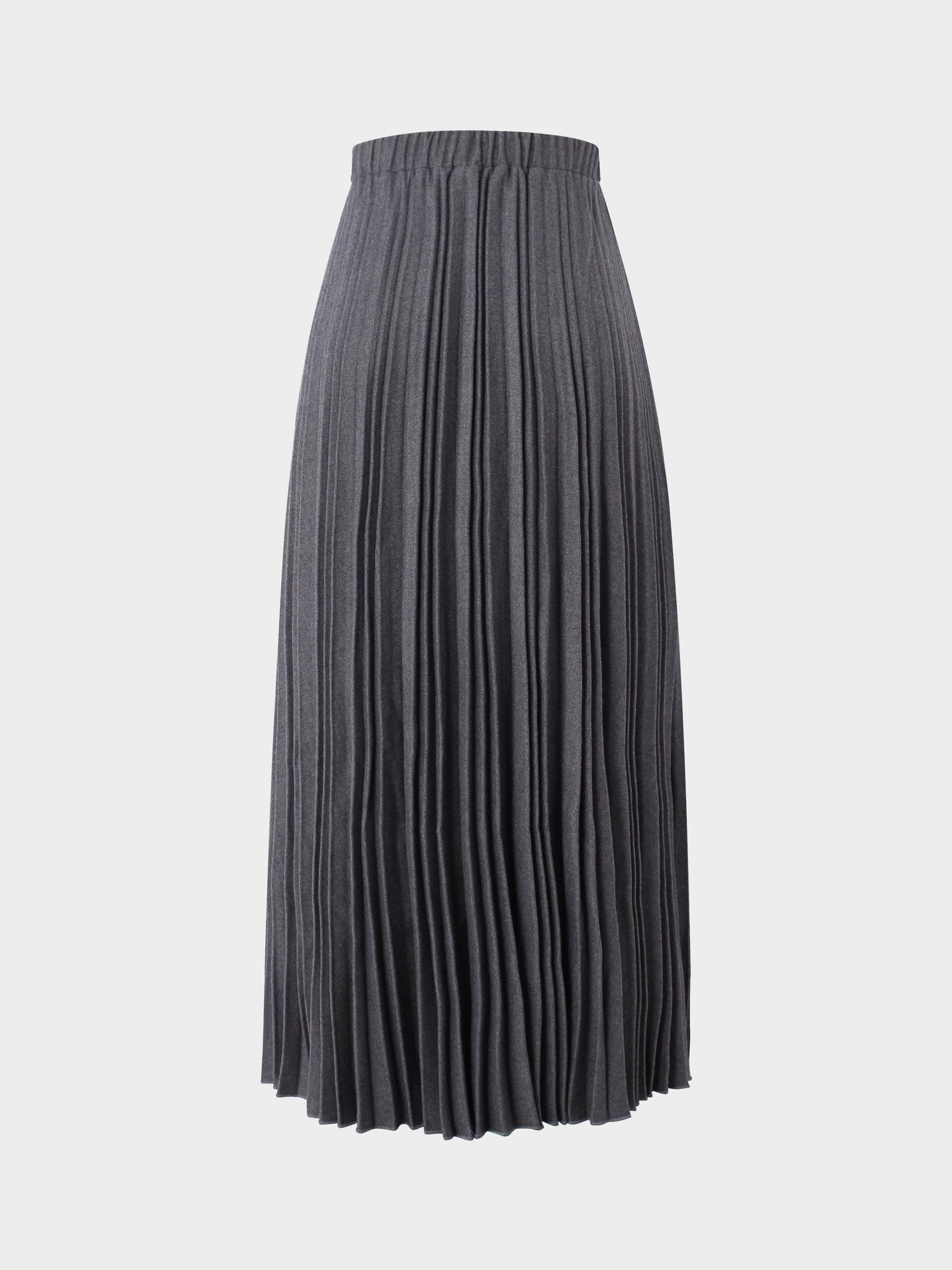 Wool Pleated Skirt-Dark Grey