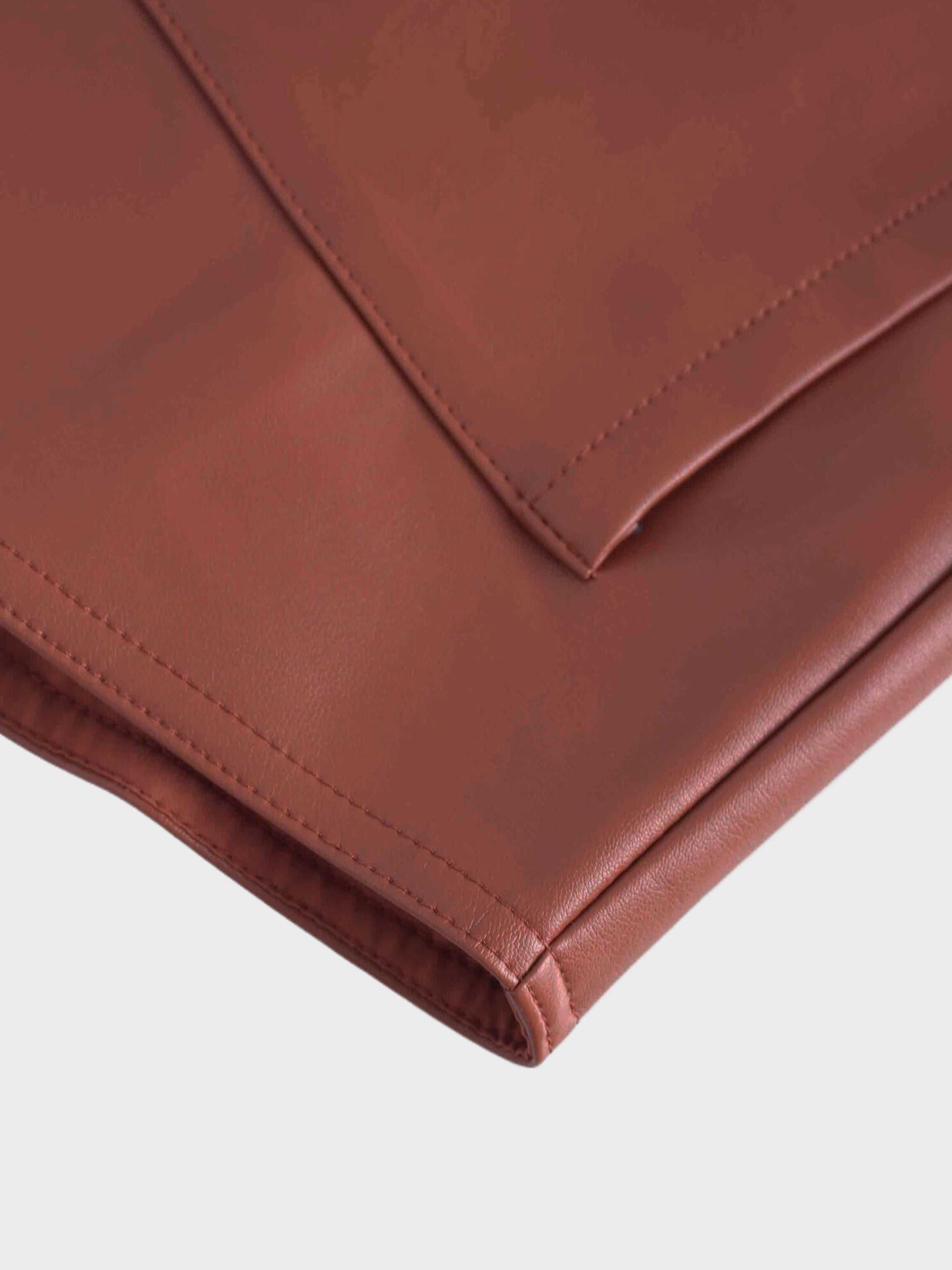 Snap Down Shacket-Cognac Leather