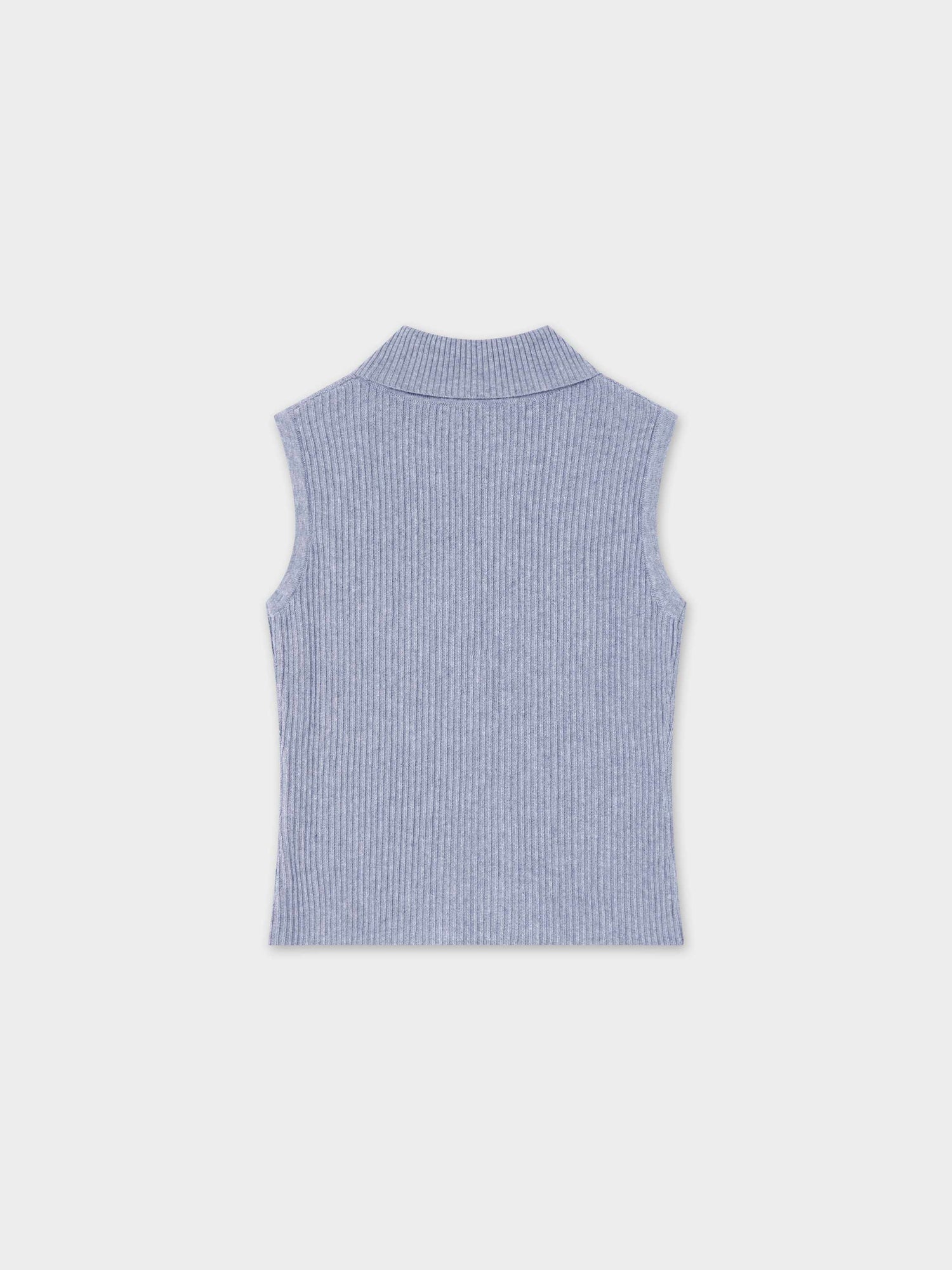 Sleeveless Ribbed Turtleneck-Heathered Grey