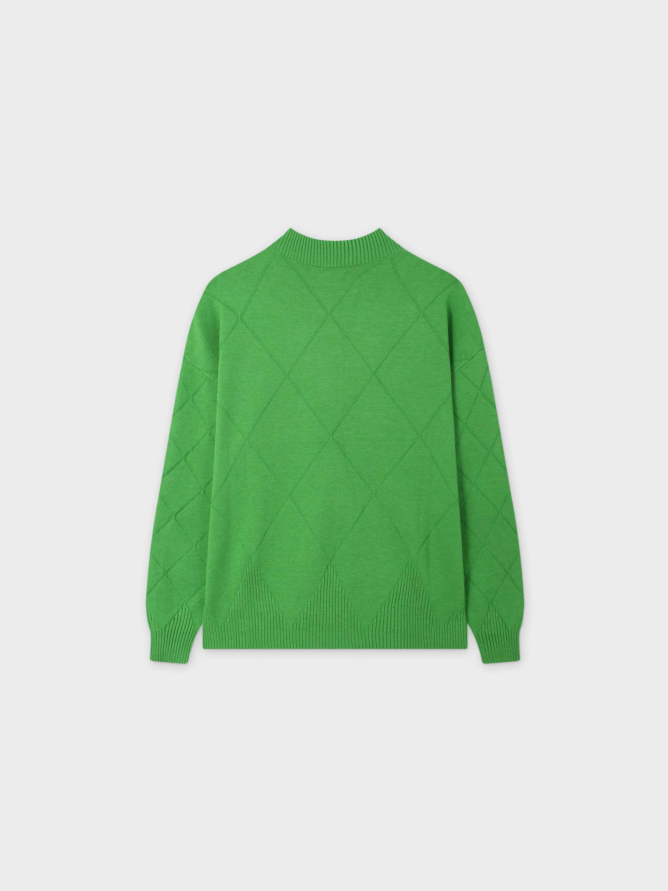 Oversized Diamond Detail Sweater-Kelley Green