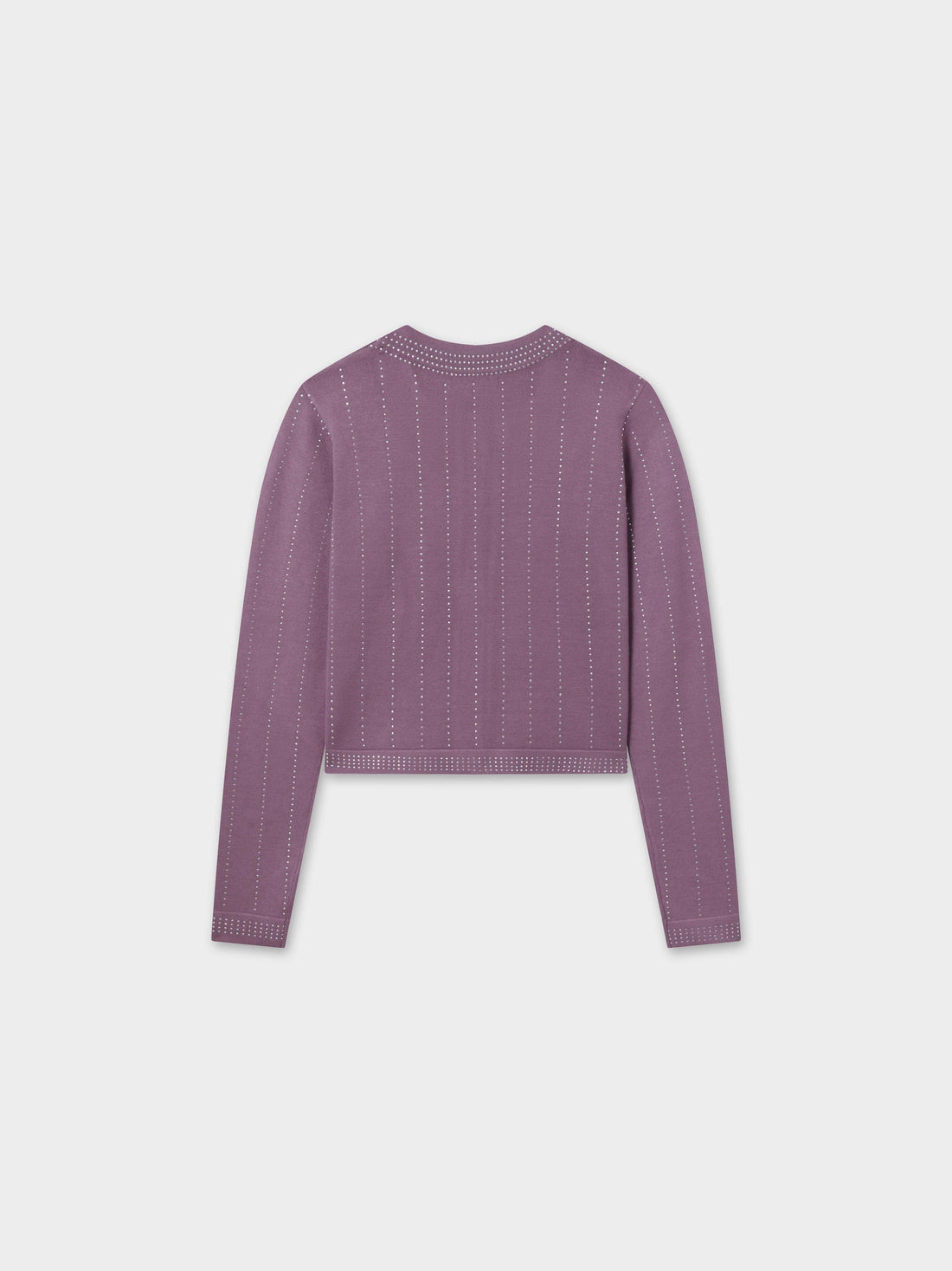 Crystal Pinstripe Crew Cardigan-Purple