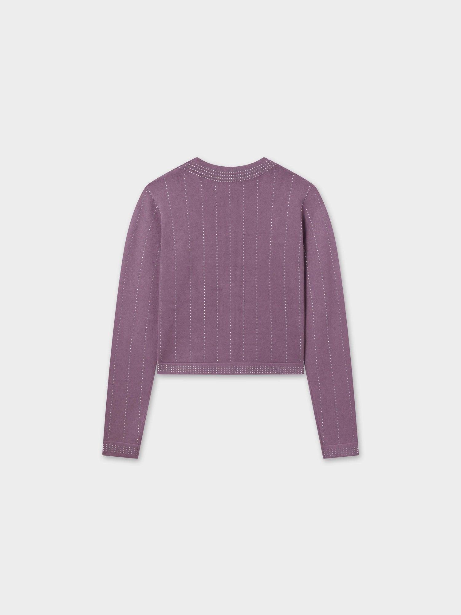 Crystal Pinstripe Crew Cardigan-Purple