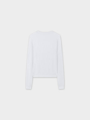 Pointelle Knit Sweater-White