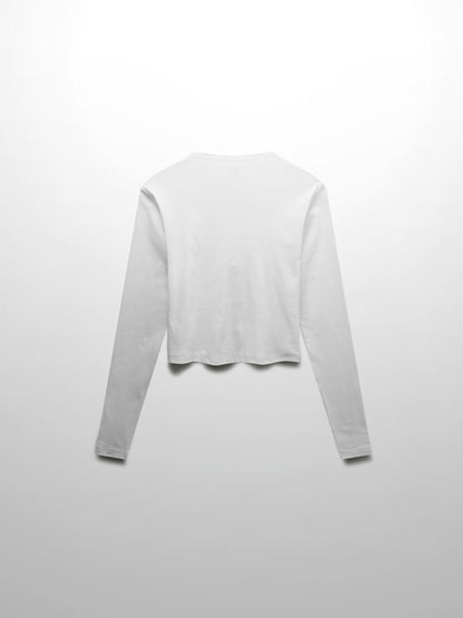 Basic T-Shirt Cropped Cardigan-White