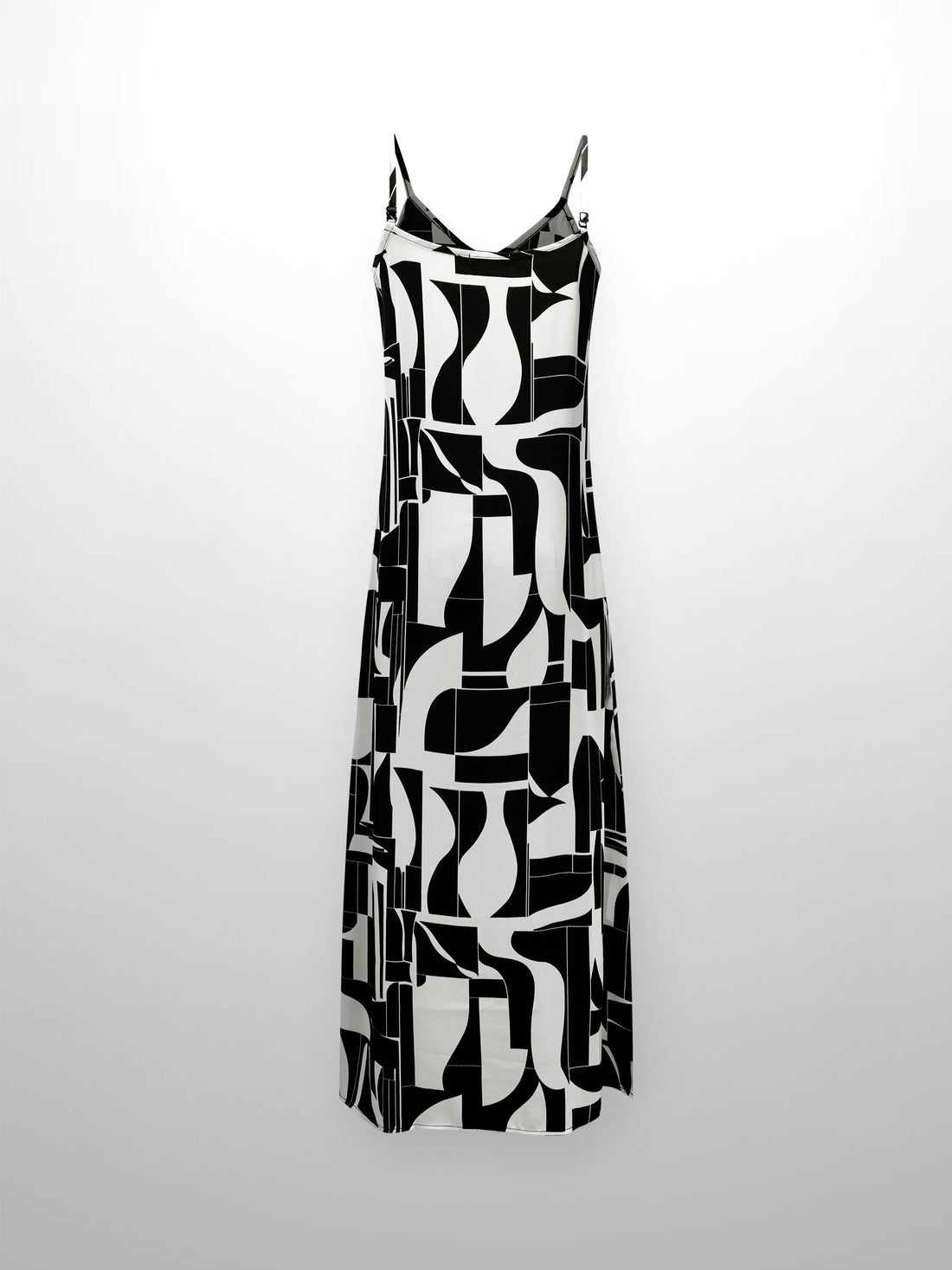 A-Line V Neck Slip Dress-Geo Black and White