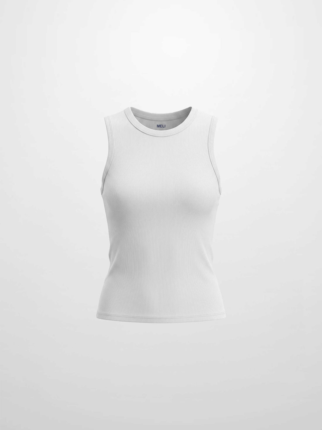 RIBBED CREW SLEEVELESS SHELL-WHITE